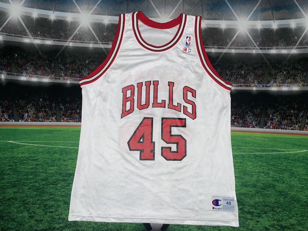 Camiseta Michael Jordan #45 Chicago Bulls Vintage Champion Talla 48 Usada