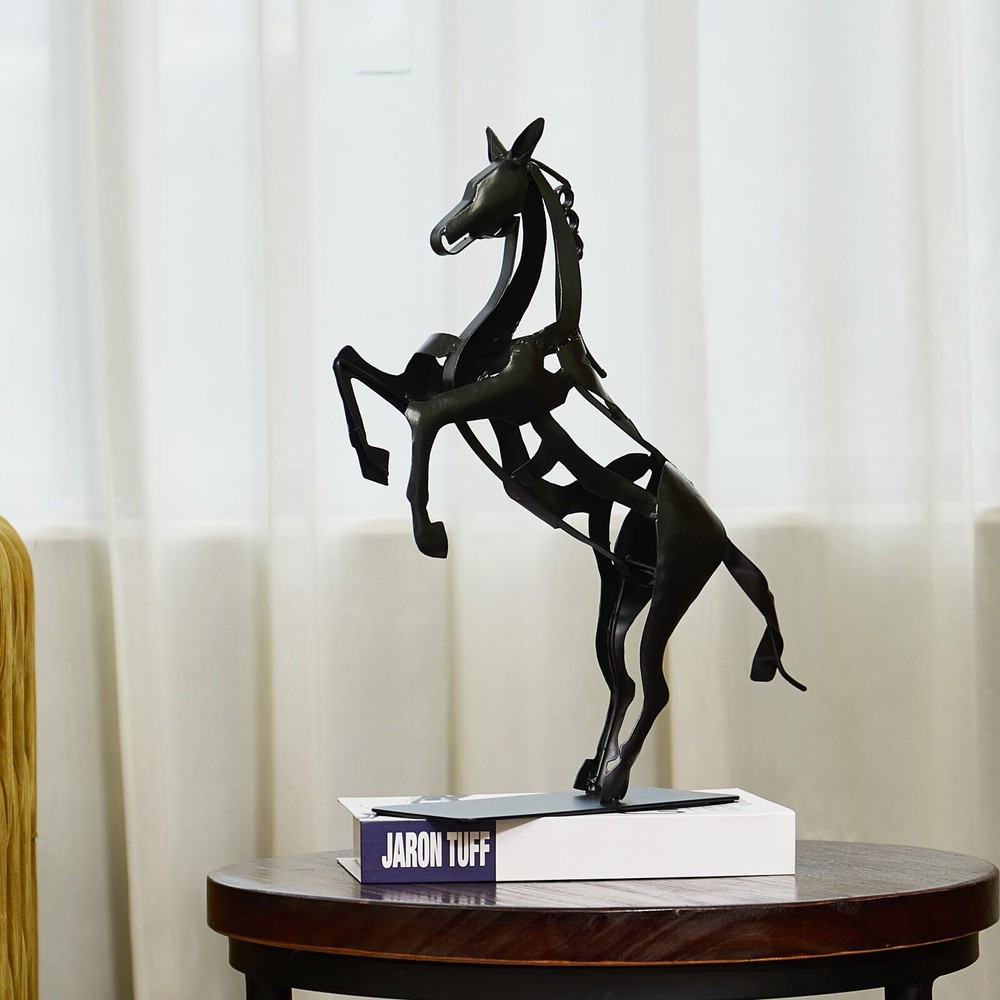 Art Standing Horse Statue Home Decor Hand Painted Metal Horse Deskto...
