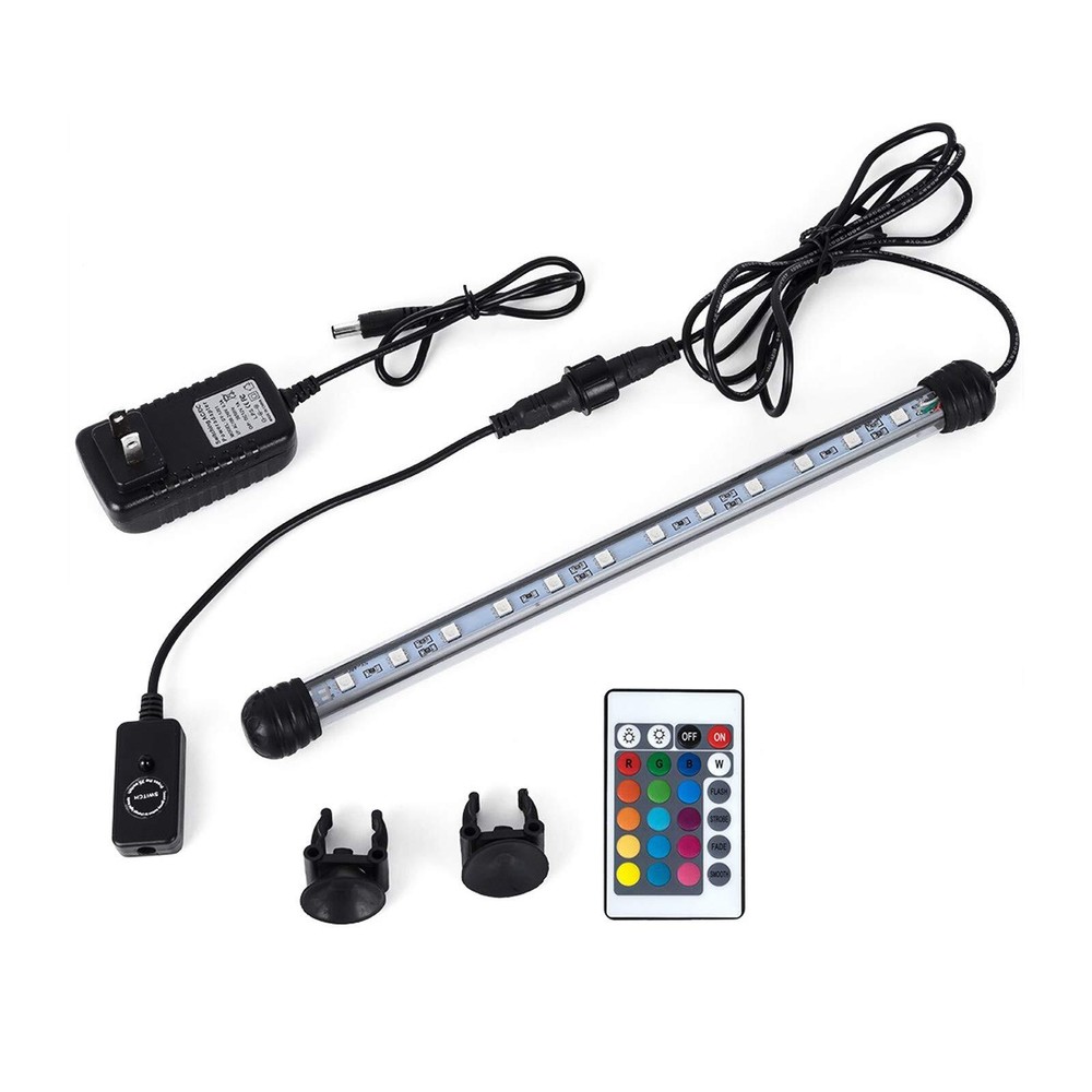8 in LED Aquarium Light, 1.2W Color Changing Fish Tank Light with Remote Cont...