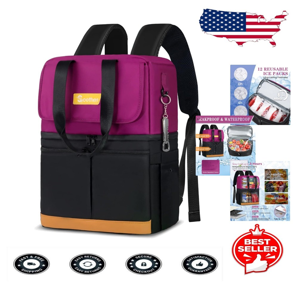 Double-Decker 36-Can Leak-Proof Cooler Backpack for Travel Adventures-image