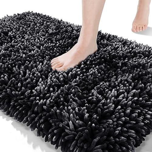 Extra Soft Long Bathroom Rug Mat 55x24 Inches Large Black