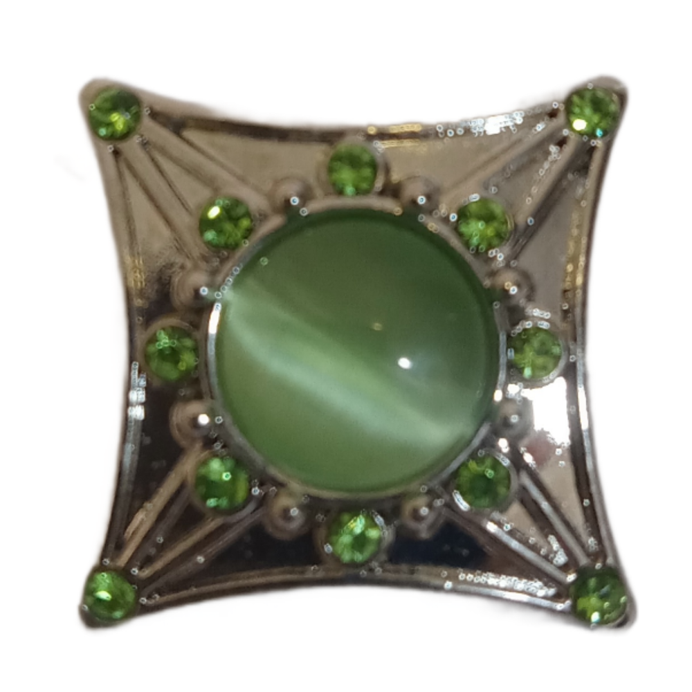 Gingersnaps Jewelry Charm Rhinestone Snap Green Silver 18MM 20MM