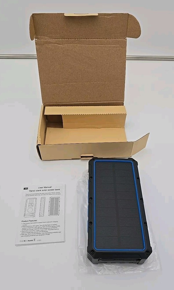 Solar Power Bank Charger 30000mAh Hand Crank Fast Charging Power Bank New