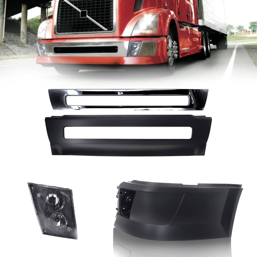 Volvo VNL 2004-2015 Left Side & Center Bumper with Foglight  