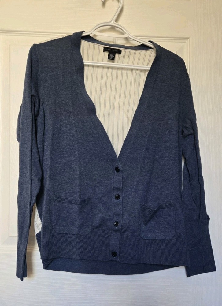 Tommy Hilfiger Womens XL Navy & Stripe Button-Up Cardigan