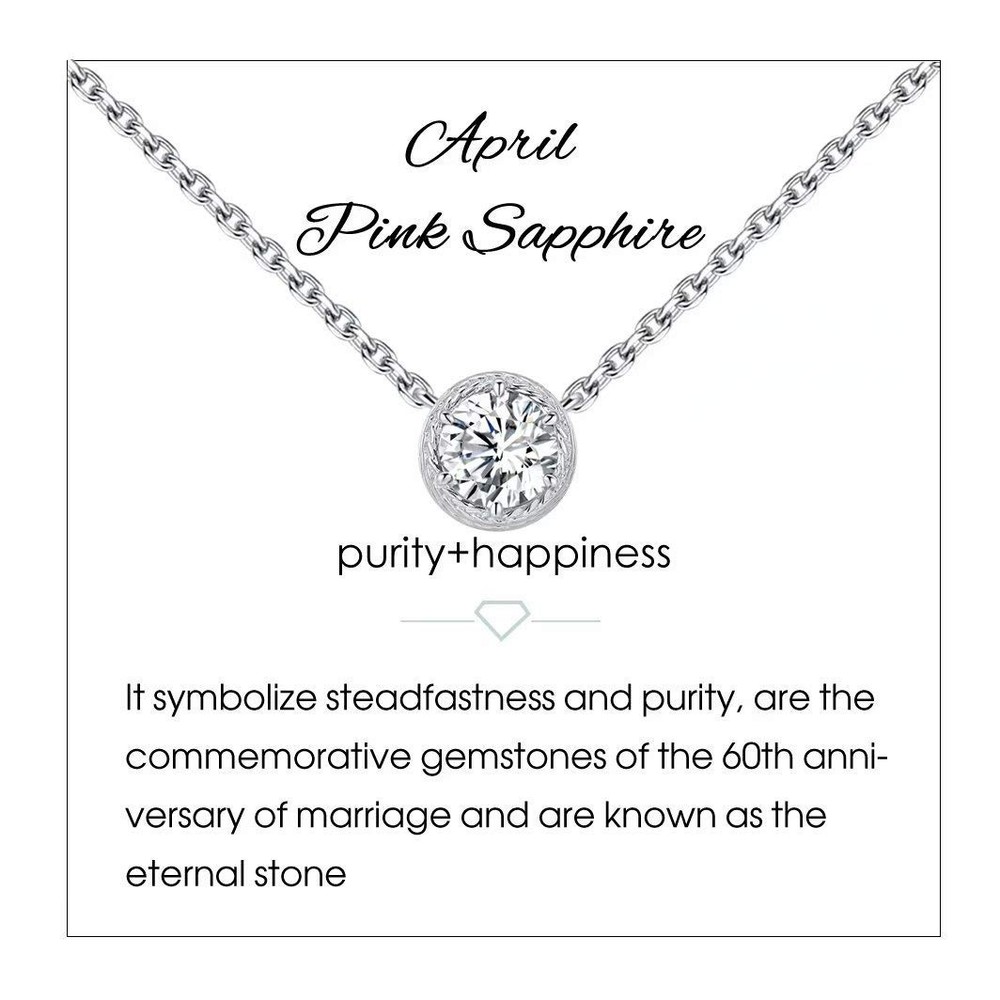 April Birthstone Necklace for Mom Crystal Necklace for Women Sterling Silver ...
