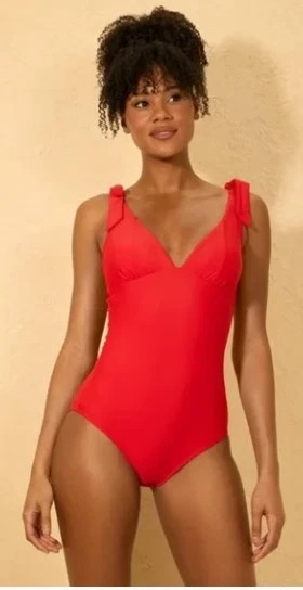Women's Shoulder Tie Medium Coverage One Piece Swimsuit - Shade & Shore Red L