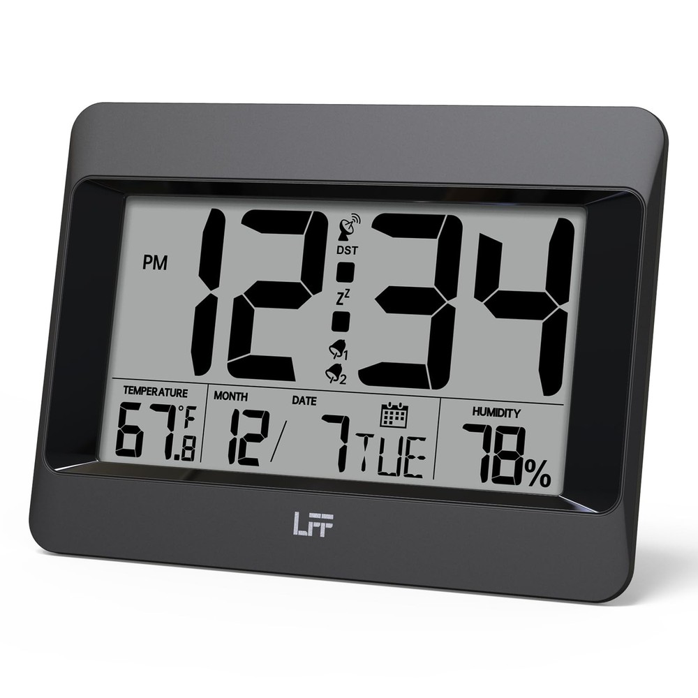 Atomic Clock, Auto Set Digital Wall Clock Battery Operated, Desk Alarm Clock ...