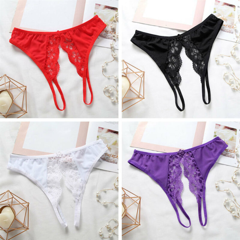 Briefs Thongs G-String Open Crotch Panties Lace Underwear Women's Lingerie SIZE