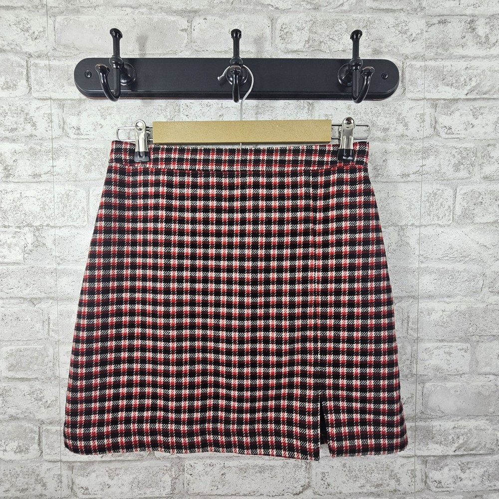 Hollister Womens Wool Plaid Mini Skirt Size Small