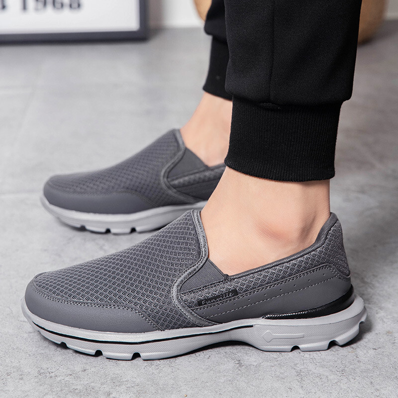 Men Slip On Walking Shoes Flats Gym Casual Sneakers Breathable Trainers