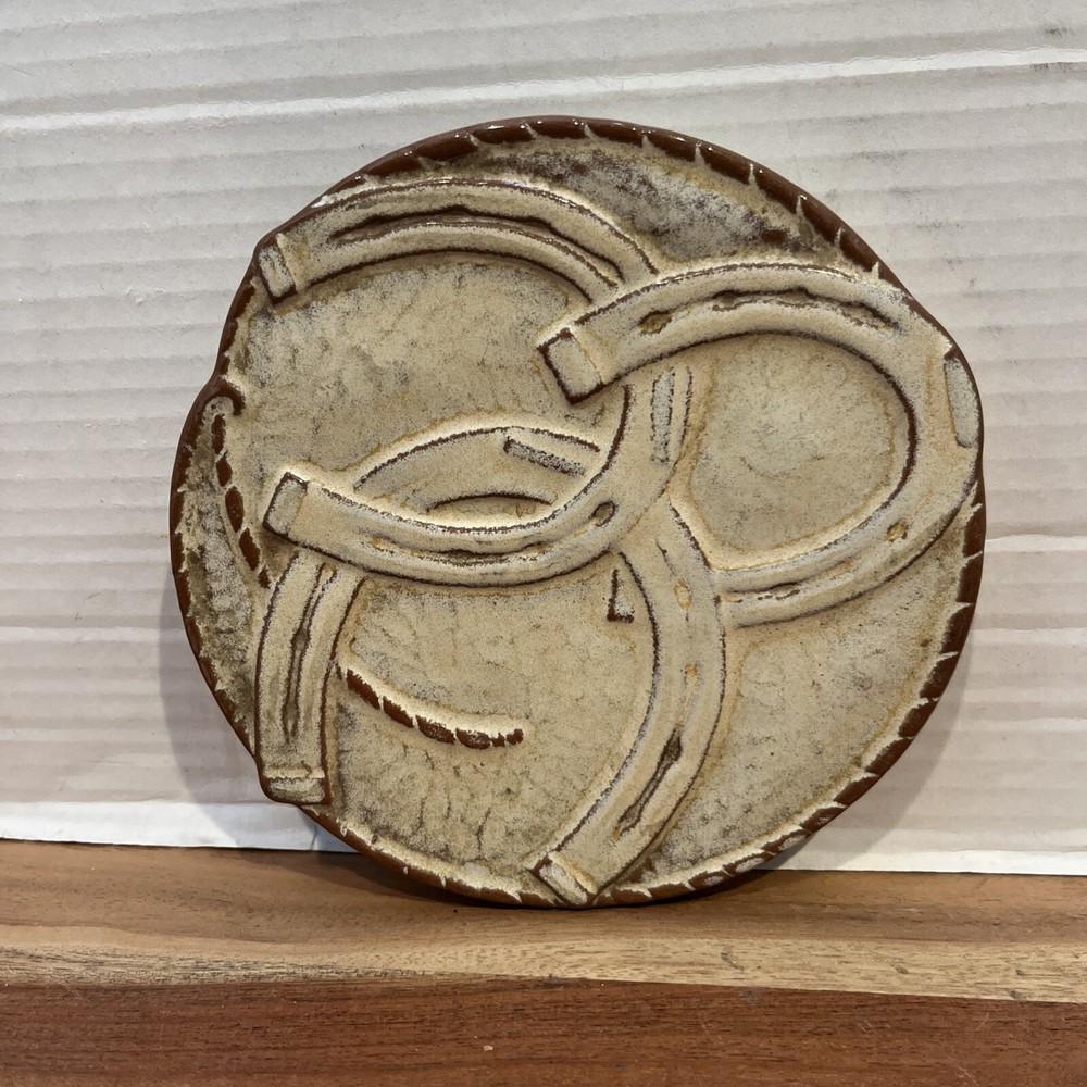 Vintage Frankoma USA Pottery Trivet Good Luck Horseshoe