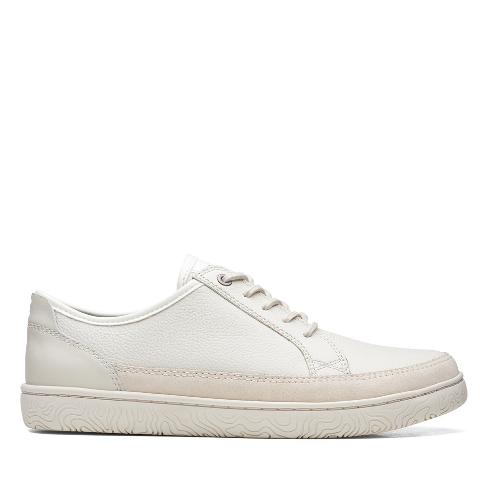 Clarks Hodson Lace White Leather Mens Sneakers Lifestyle Shoes Size 12