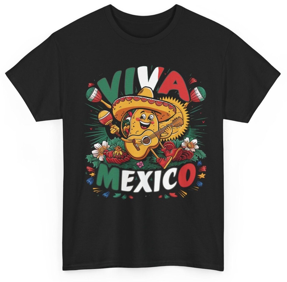 Unisex Funny Mexican Pride T-Shirt for Independence Day with Viva Mexico and Taco Design