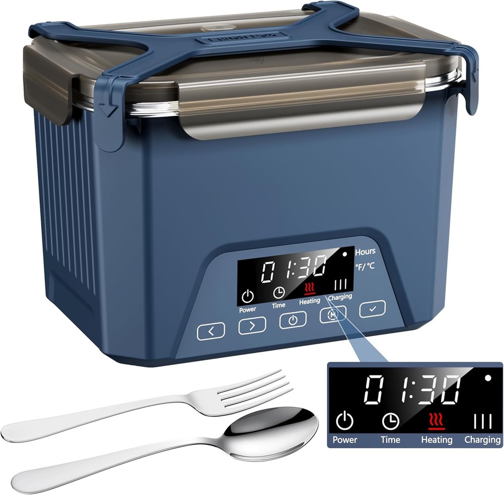 Portable 1.2L Cordless Self-Heating Electric Lunch Box with Rechargeable Battery