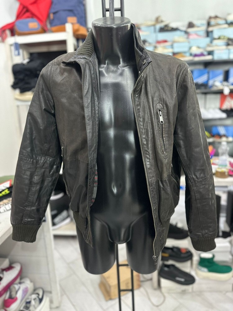 Conbipel Men's Green Leather Jacket Size 48 LLV462 Pre-Owned