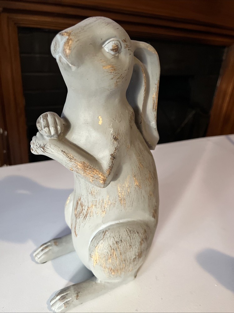 Distressed Rabbit Figurine 12”