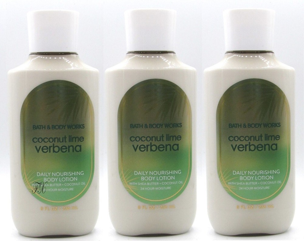 BATH & BODY WORKS COCONUT LIME VERBENA BODY LOTION 8 FL OZ (LOT OF 3 PCS)