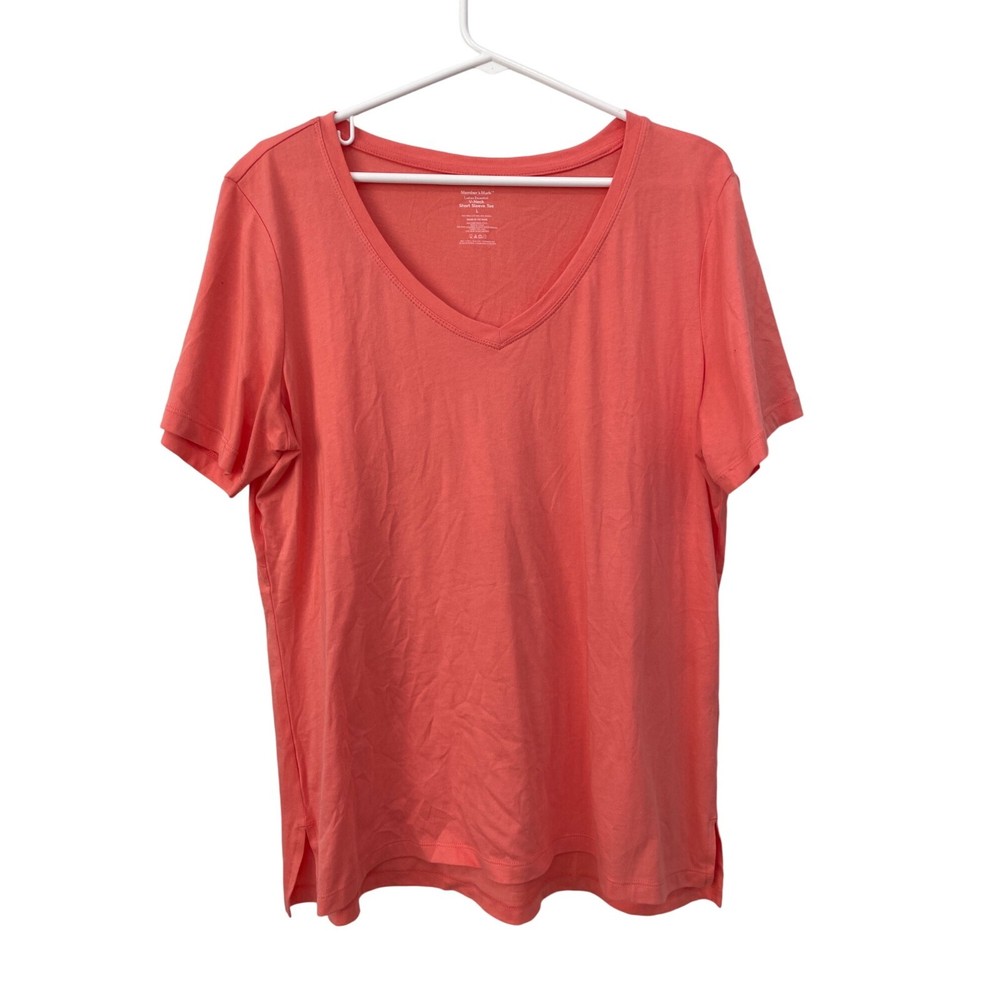 Members Mark Womens V Neck Short Sleeve Tee L Pima Cotton Modal Blend Essential Soft Comfortable-image