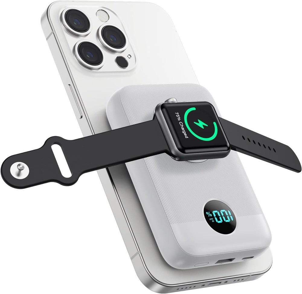 4-in-1 Wireless Power Bank with iWatch Charge Magnetic Portable Charger 10800mAh
