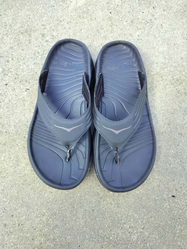 Hoka One One Ora Recovery Men's Size 8 Women's 10 Flip Flops Thong Sandals Black