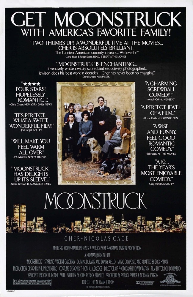 1987 Moonstruck Movie Poster 11X17 Cher Nicolas Cage Loretta Ronny Comedy 🌑🍿