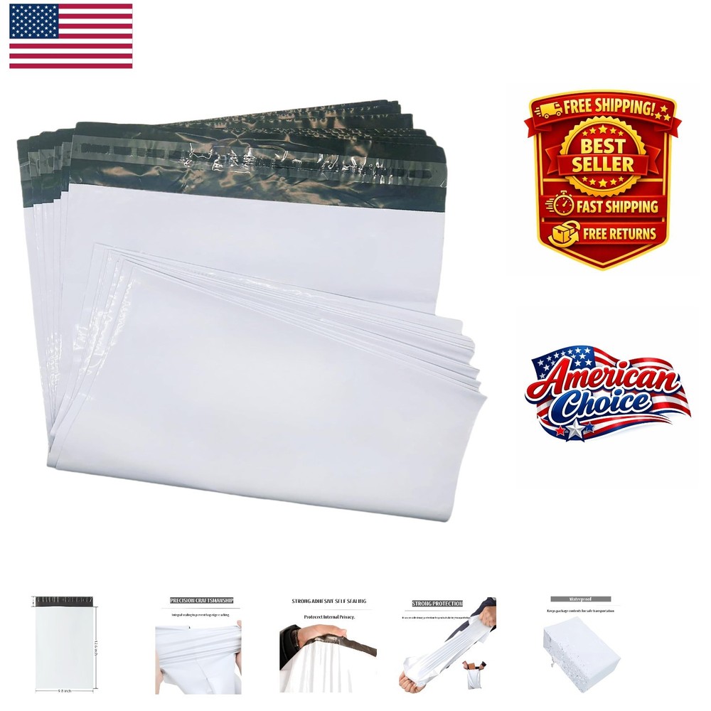Affordable 10-Pack Self-Adhesive Poly Mailers 9.8x12.6 Inches for Shipping