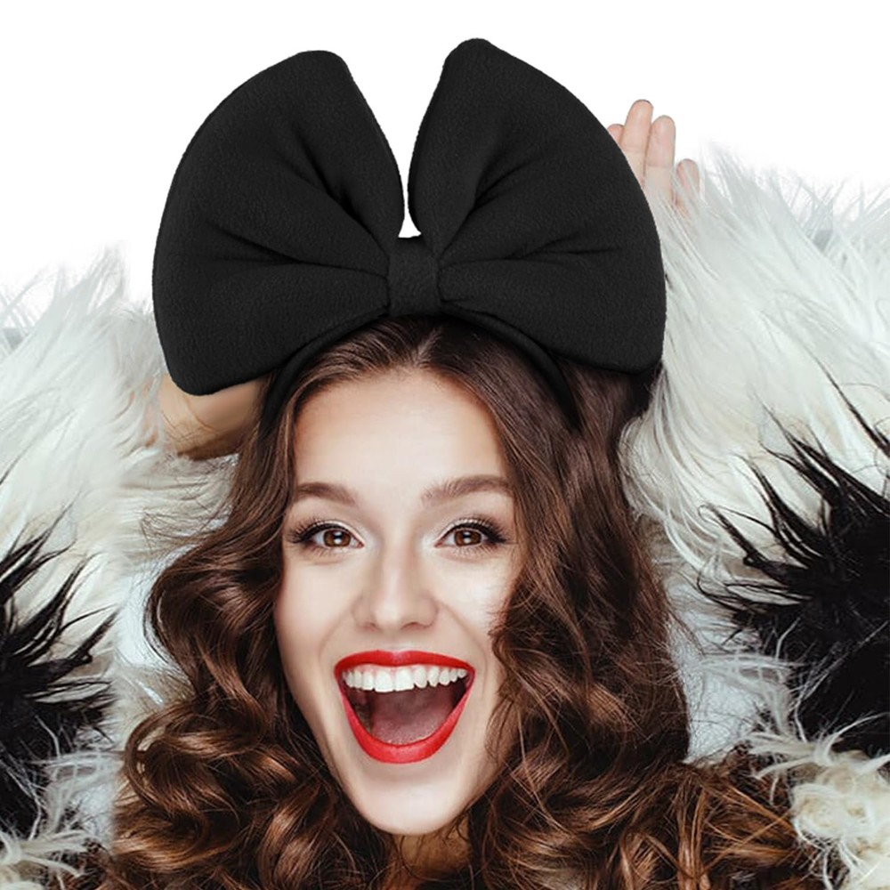Extra Large Black Bow Headband for Women and Girls Cute Big Hair Accessory