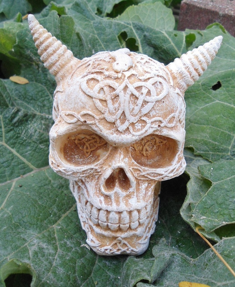 Celtic skull snake latex mold with plastic backup for concrete 4.5D x 4H x 3W