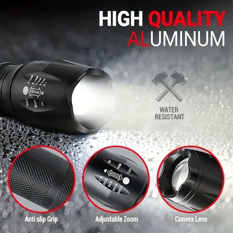 1200mAh Super Bright 15W Rechargeable Tactical LED Work Flashlight