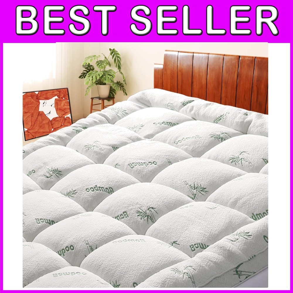 Extra Thick Cooling King Mattress Topper with Quilted Viscose and Down Alternative