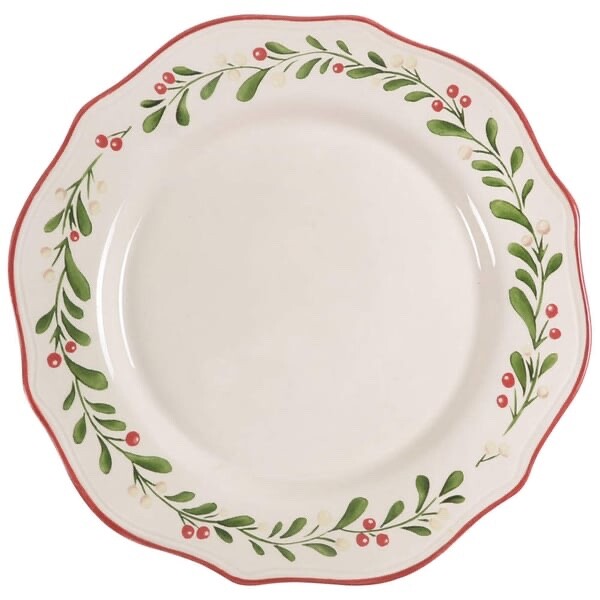 L@@K 2: Better Homes&Gardens Mistletoe Heritage Coll Dinner Plates, FREE SHIP!
