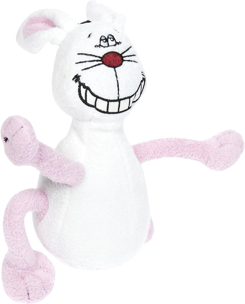 Deedle Dude Singing White Rabbit Plush Dog Toy, 8-Inch