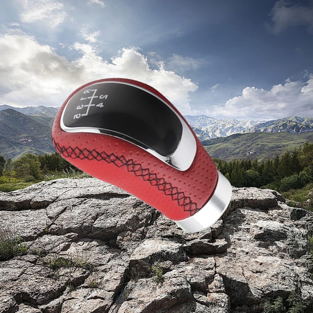 Universal Red 5-Speed Manual Gear Shift Knob by Cueros Pomo