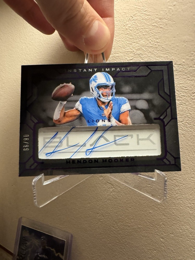 2024 Panini Black Hendon Hooker Royal Instant Impact Ink /99 Rookie Card  