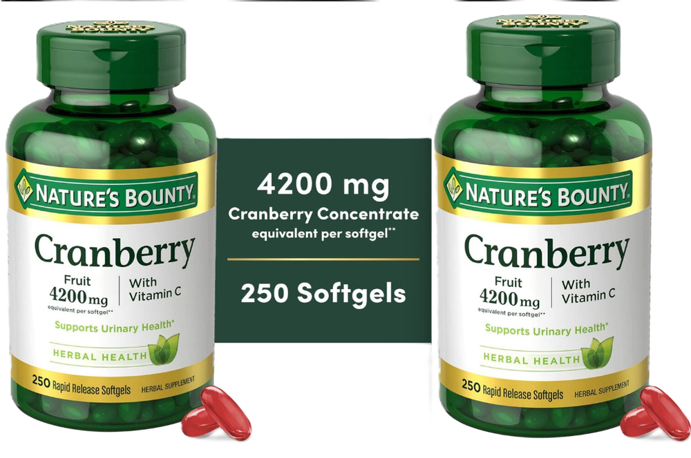 2 Pack - Nature's Bounty Cranberry Plus Vitamin C Softgels 4200mg, 250 CT