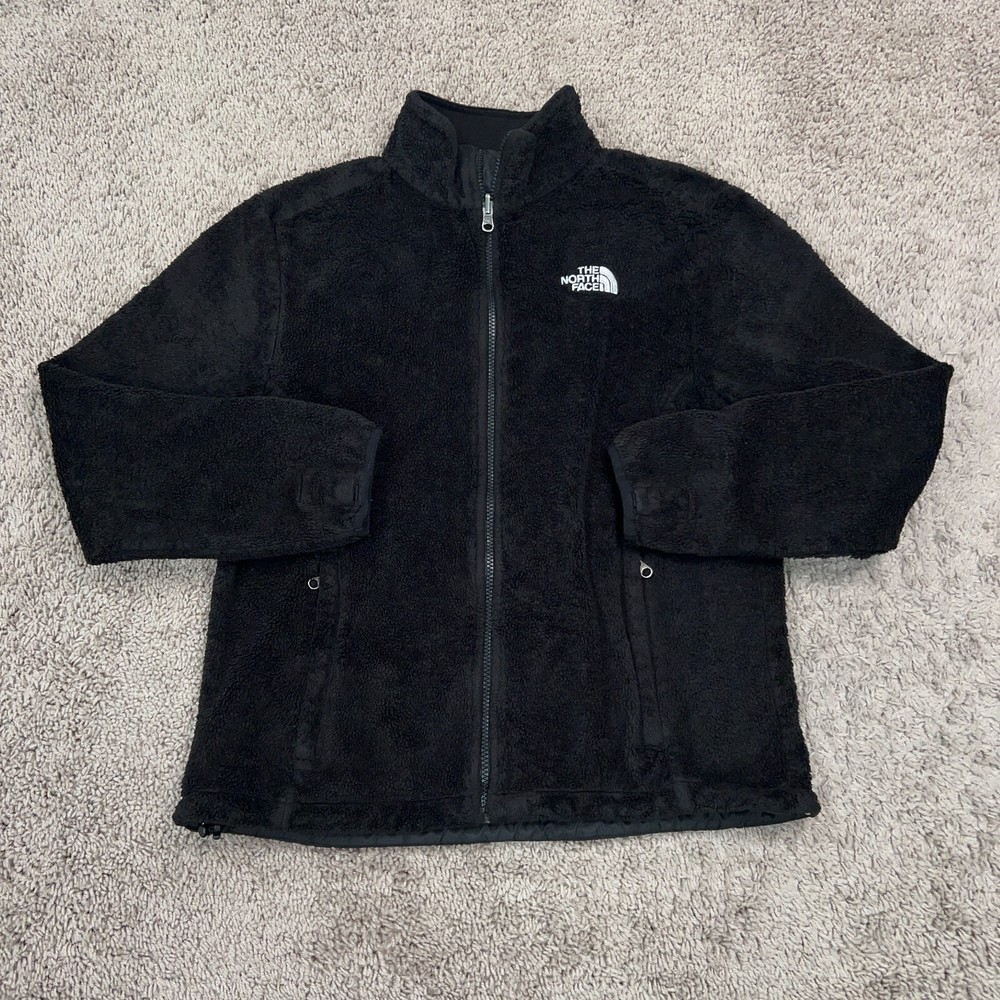 The North Face Sweater Womens Large Black Cozy Fleece Jacket Hike Gorp Matted
