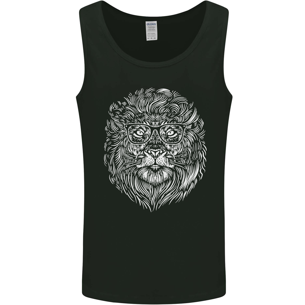 Funny Hipster Lion Mens Vest Tank Top