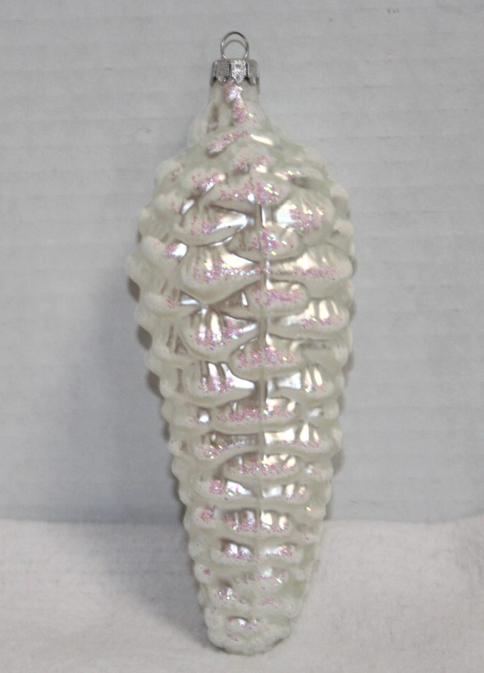 Vintage Figural Glass Pearl Glitter Pinecone Christmas Ornament Columbia