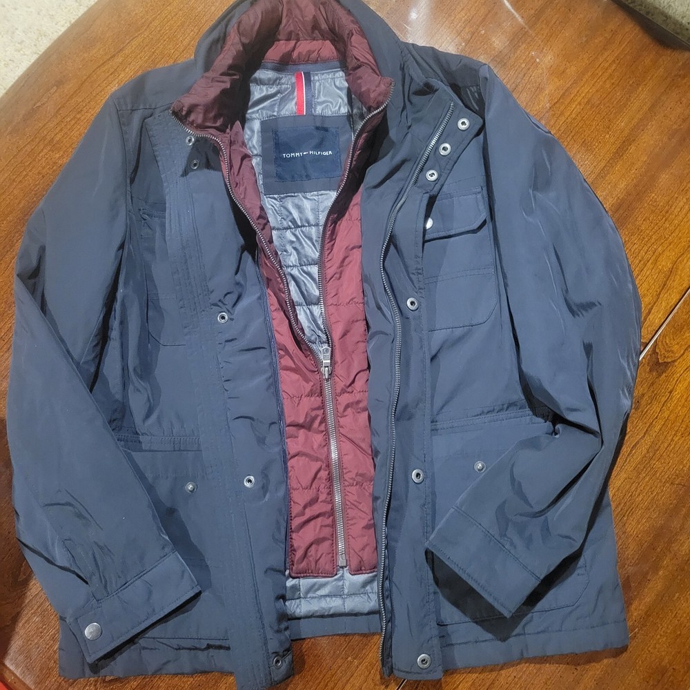 Tommy Hilfiger Water Resistant Men’s Winter Coat Size L Navy Blue