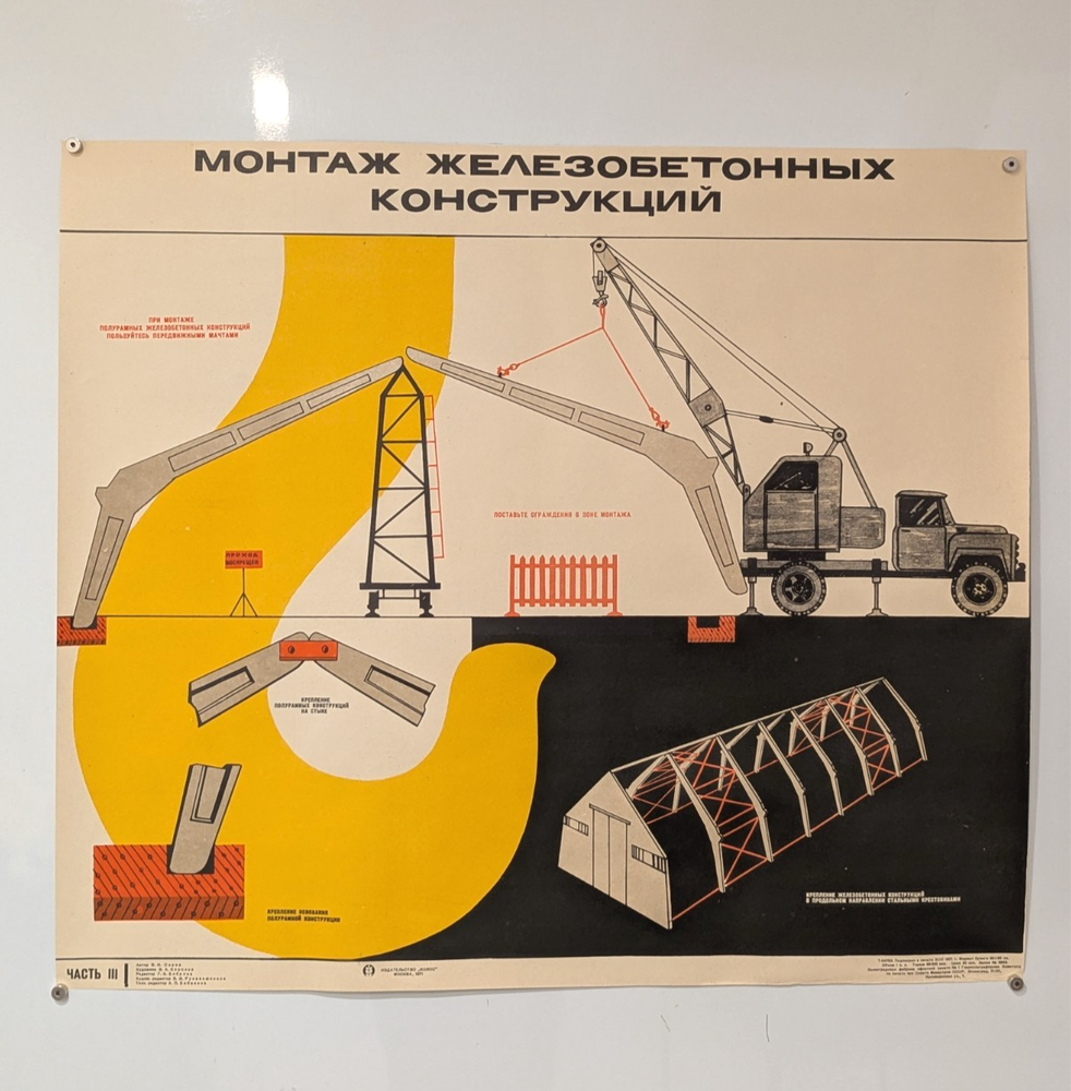 1971 industrial design -  Soviet training Farmer Poster - Installation Structure