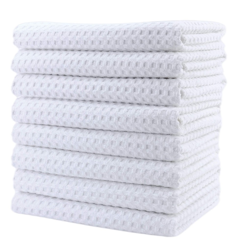POLYTE Ultra Premium Waffle Weave Microfiber Kitchen Dish Towels 8 Pack