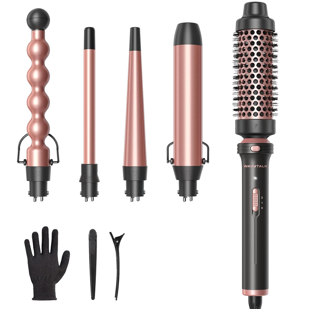5 in 1 Curling Wand Set, Multi Curl, Curling Wand Set with Thermal Brush and 4 I