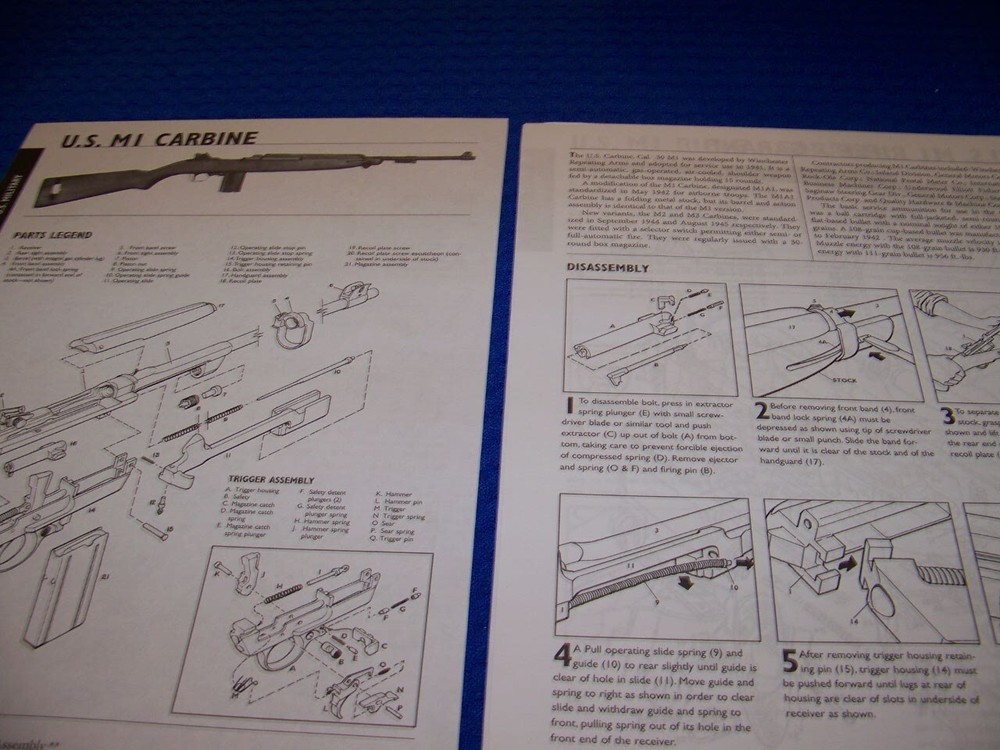 U.S. M1 CARBINE (.30) & U.S. M1 GARAND..LEGEND/EXPLODED VIEW/DISASSEMBLY (276MM)