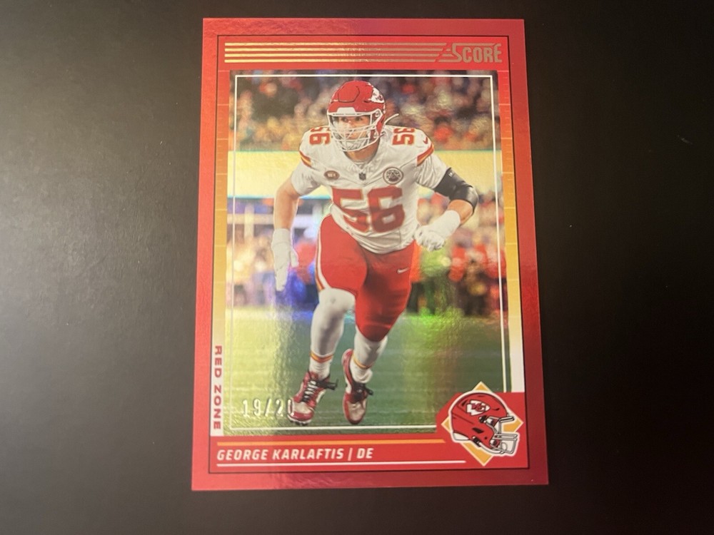2024 Panini Score Red Zone George Karlaftis 19/20 Kansas City Chiefs Football Card