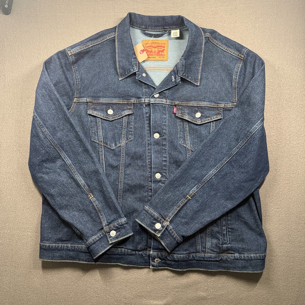 Levi's Denim Trucker Jacket Men's Size Large Dark Blue Size XXL New
