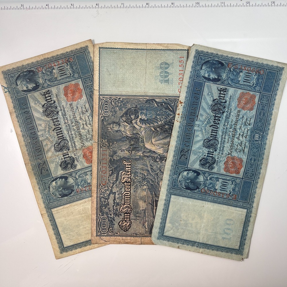 Lot of 3 *About Good* 1910 German 100 Marks 110 Years Old *Guaranteed Authentic*