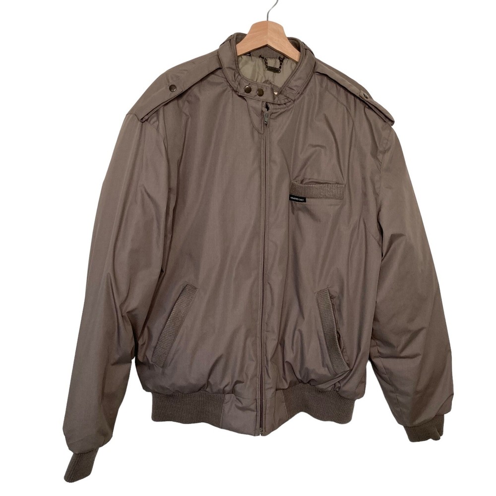 Members Only Vintage Jacket Mens Size LT Taupe Bomber Cafe Racer Full Zip-image