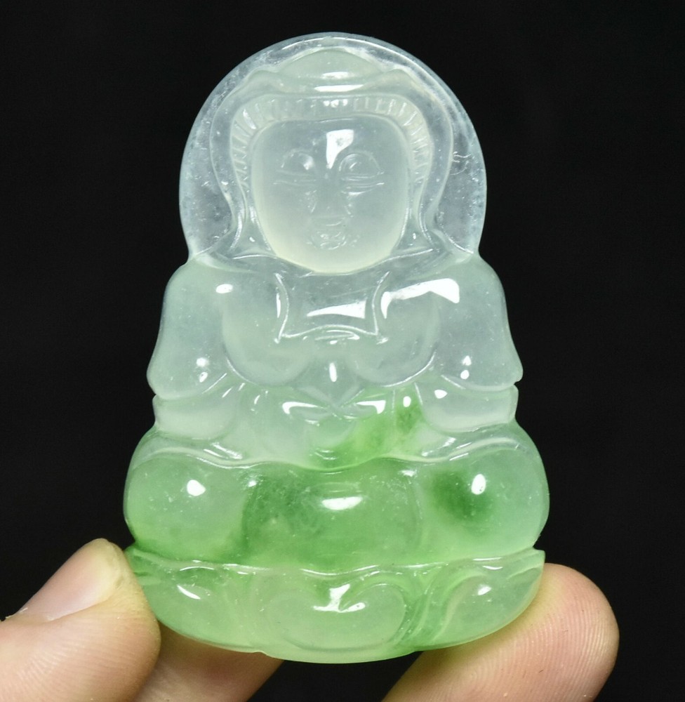5.5cm Hongshan Culture Green Jade Kwan-yin Goddess Amulet Pendant