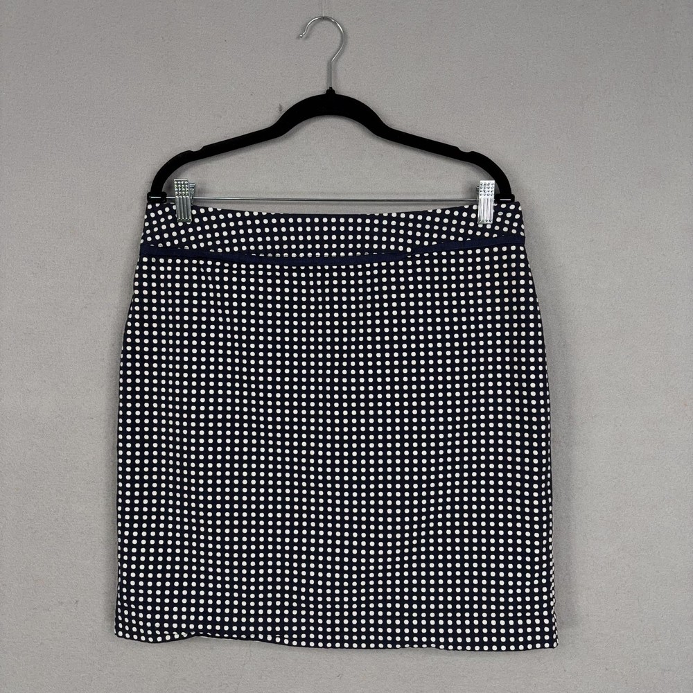 Vineyard Vines Skirt Womens 12 Blue White Polka Dot Cotton Lined Preppy Casual